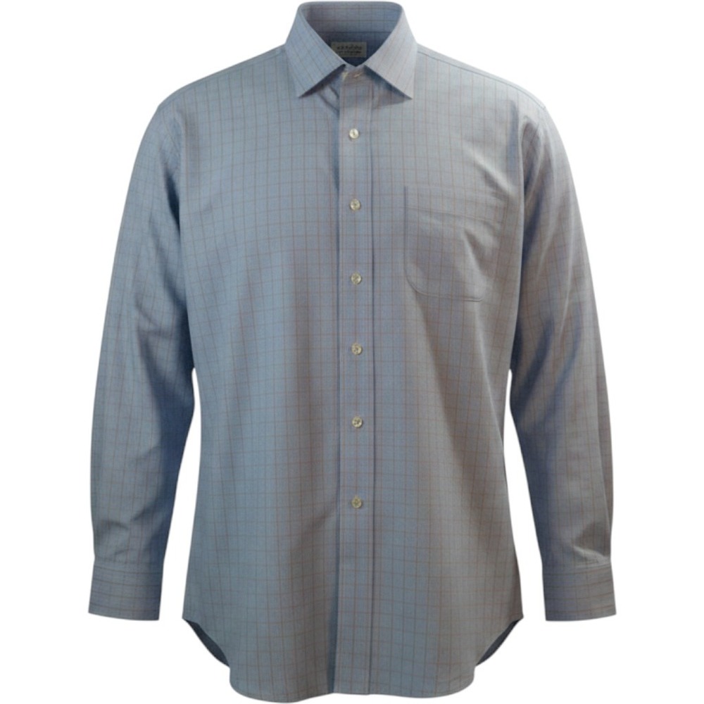Brooks Brothers 1818 Regent Button Up Shirt Men Sz 17 Plaid‎ Blue Orange Work